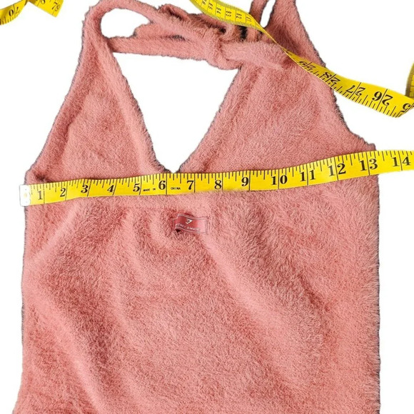 Gymshark x Whitney Simmons Eyelash Halter Neck Fluffy Top Size  Small Furry Soft - Picture 7 of 8